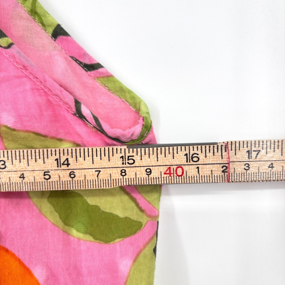 Olivia James The Label Pink Citrus Fruit Print Tiered Maxi Dress Ric Rac Trim XS - Picture 8 of 10